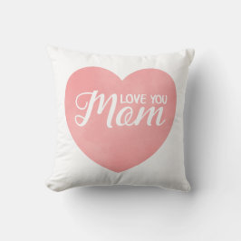 Kärlek, mamma, mor, rosa vattenfärgshjärta kudde