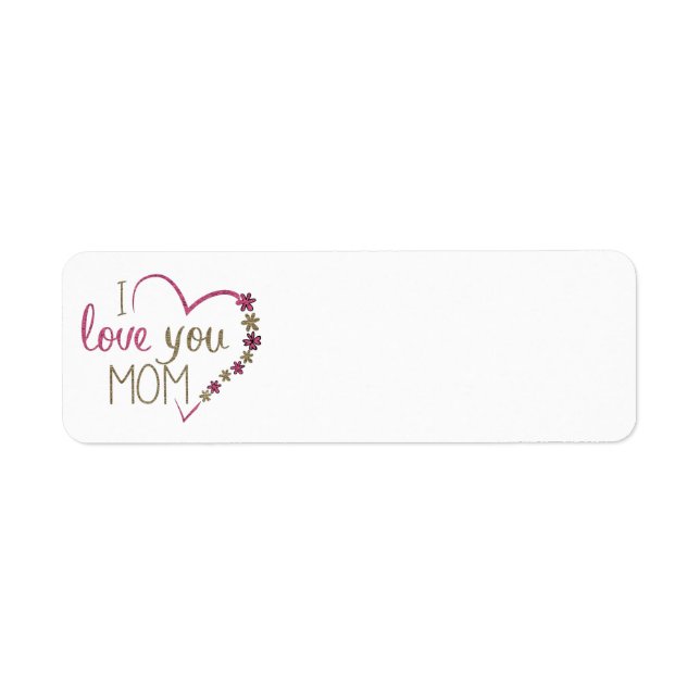 Kärlek Mamma Mors dag Heart Returadress Etikett (Framsidan)