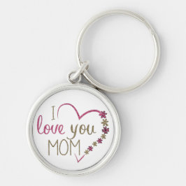 Kärlek Mamma Mors dag Heart Rund Silverfärgad Nyckelring