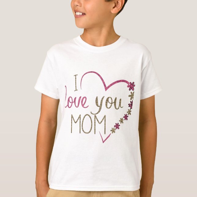 Kärlek Mamma Mors dag Heart T Shirt (Framsida)