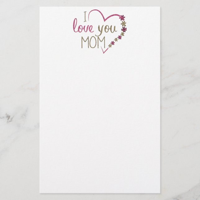 Kärlek Mamma Mors Dag Hjarta Brevpapper (Framsida)