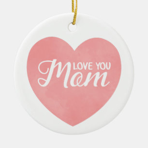 Kärlek, mamma, mors dag rosans hjärta julgransprydnad keramik