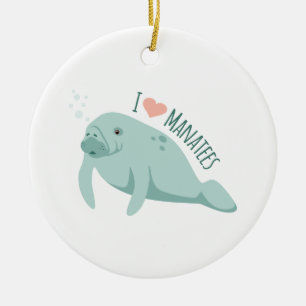 Kärlek Manatees Julgransprydnad Keramik