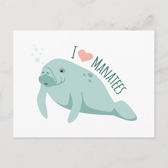 Kärlek Manatees Vykort (Framsida)