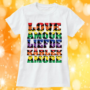 Kärlek många språk hör regnbåge t shirt