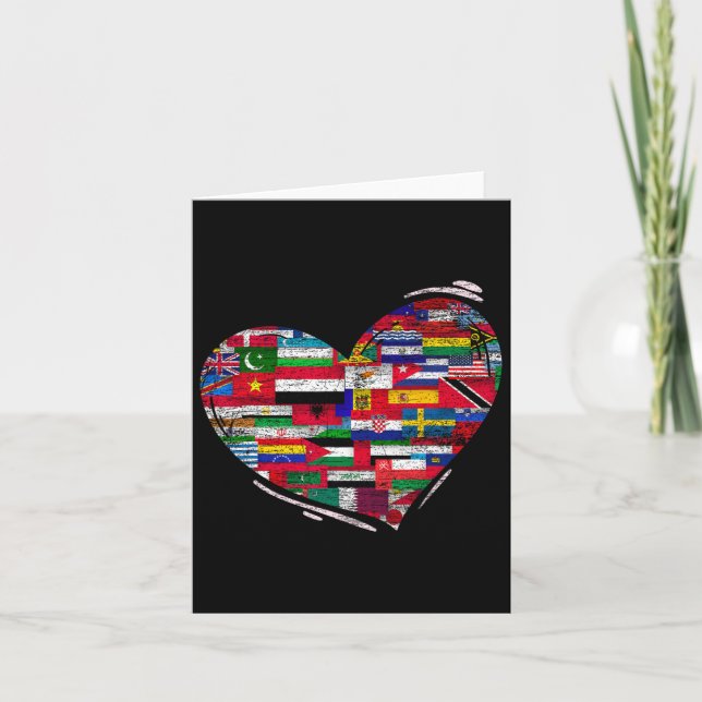 Kärlek Mångfald Nationell Flaggor Heart Earth Day Kort (Framsida)