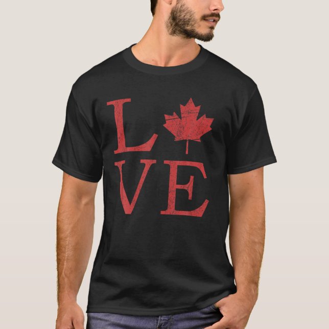 Kärlek - Maple Löv Canadian Flagga på Eh Team Can T Shirt (Framsida)