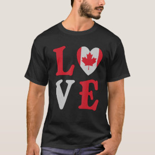 Kärlek Maple Löv Heart Canada Flagga Canadian Root T Shirt