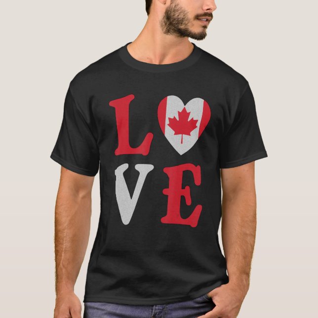 Kärlek Maple Löv Heart Canada Flagga Canadian Root T Shirt (Framsida)