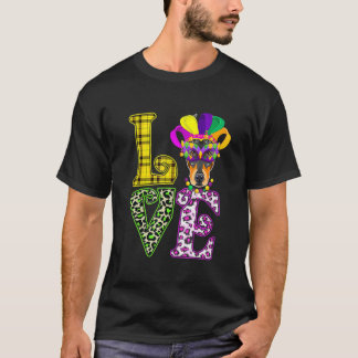 Kärlek Mardi Gras Doberman Hund Pappa Hund Mamma T Shirt