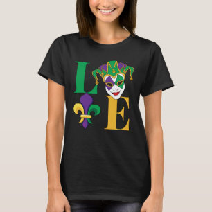 Kärlek Mardi Gras Jester Fleur-de-Lis T Shirt