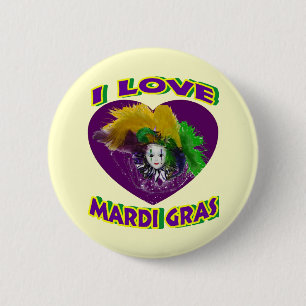 Kärlek Mardi Gras Knapp