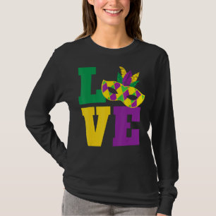Kärlek Mardi Gras Masqueramasken T Shirt