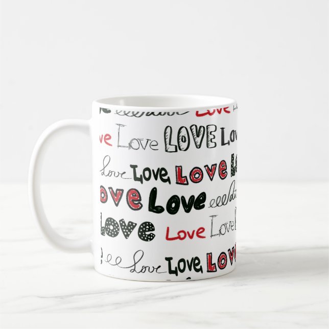 Kärlek Marker Struktur Seamless-bakgrund Kaffemugg (Vänster)