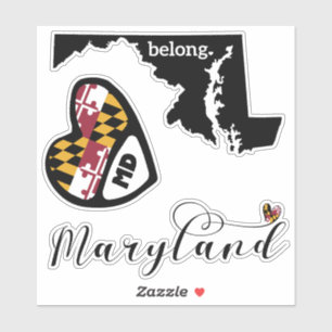Kärlek Maryland, 3 design, Die Clickers Klistermärken