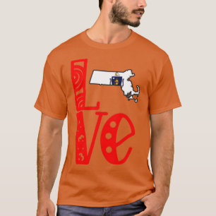Kärlek Massachusetts i Art Block Brev T Shirt