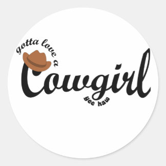 kärlek måste ha en cowgirl yehaw runt klistermärke