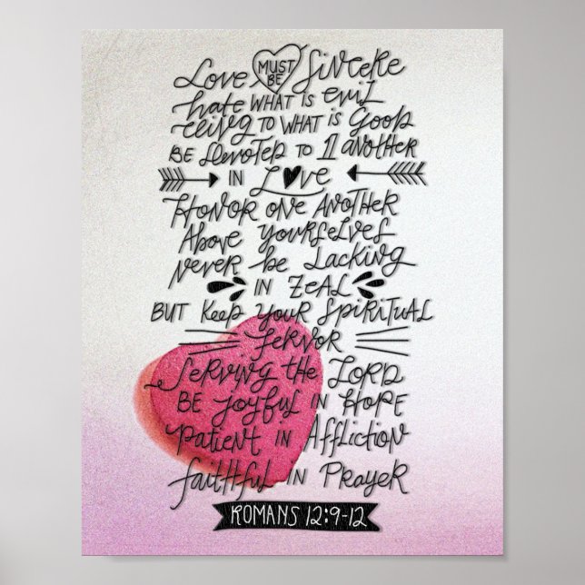 Kärlek måste vara en ärlig Valentines Bible Verse Poster (Framsidan)