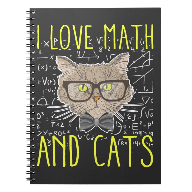 Kärlek Math och Cats Mathematician Nerd Anteckningsbok (Framsidan)