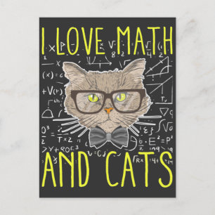 Kärlek Math och Cats Mathematician Nerd Vykort
