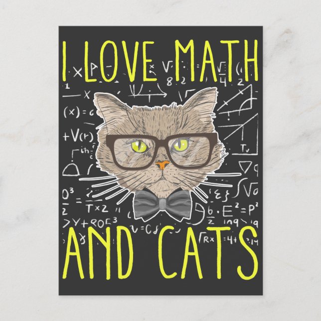 Kärlek Math och Cats Mathematician Nerd Vykort (Framsida)