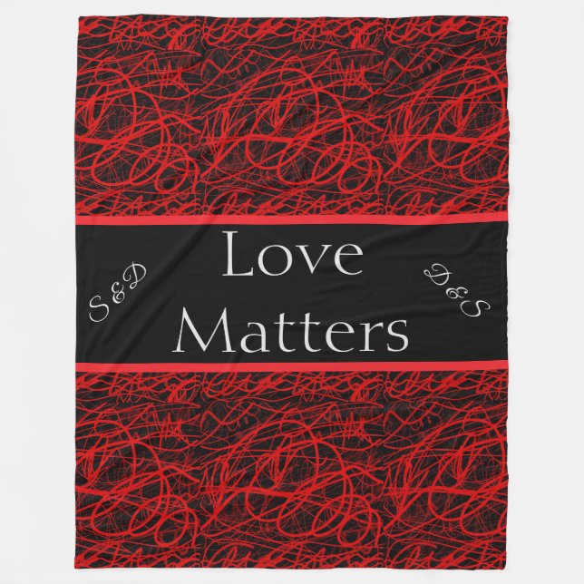Kärlek Matters Red and Black Fleecefilt (Framsidan)