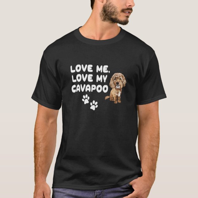 Kärlek Me Kärlek min Cavapoo Red Cavapoo Hund Pupp T Shirt (Framsida)