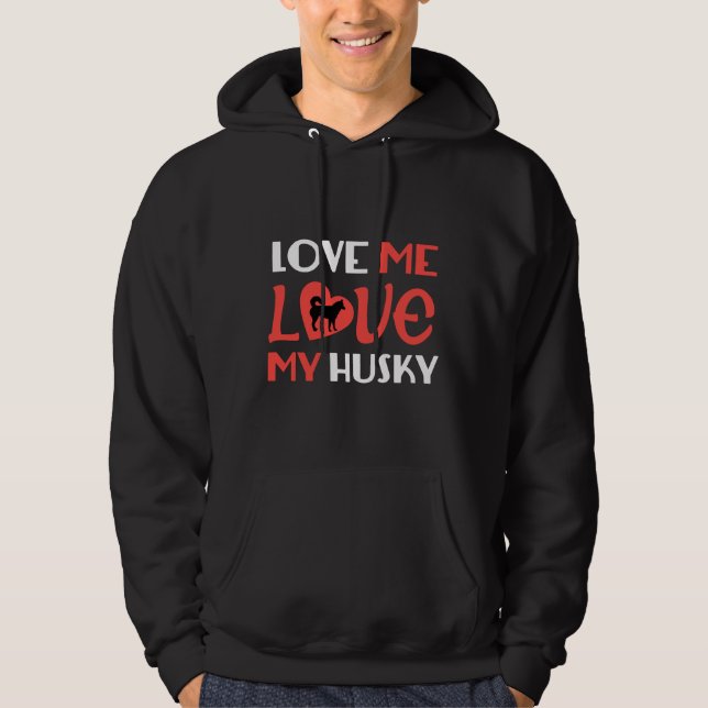 Kärlek Me Kärlek My Husky Hoodie (Framsida)
