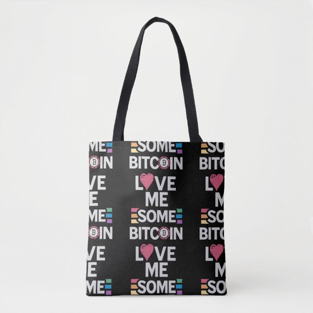 "Kärlek me some Bitcoin" Black Tote Bag Tygkasse (Framsida)