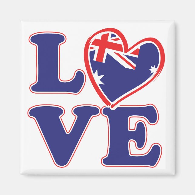 KÄRLEK med Australien-Heart Magnet (Framsidan)