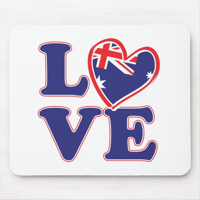 KÄRLEK med Australien-Heart Musmatta (Framsidan)