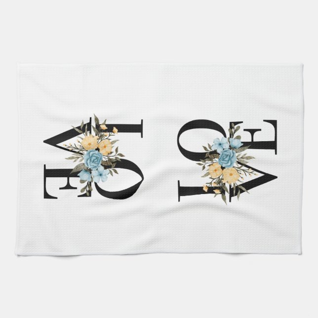 Kärlek med blommor kökshandduk (Horisontell)