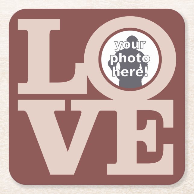 KÄRLEK med DIN PHOTO anpassningsbar underlägg Papper Kvadrat (Framsidan)