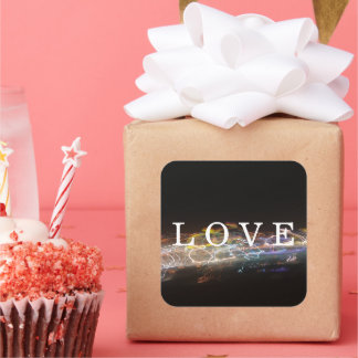 KÄRLEK med elektriska ljus Fyrkantigt Klistermärke