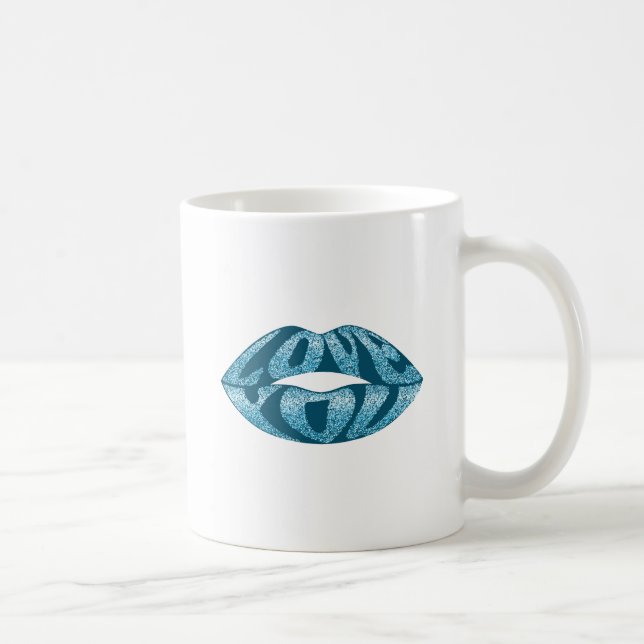 Kärlek med glitter brev i läppar kaffemugg (Höger)