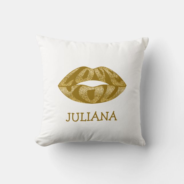 Kärlek med glitter brev i läppar kudde (Framsida)