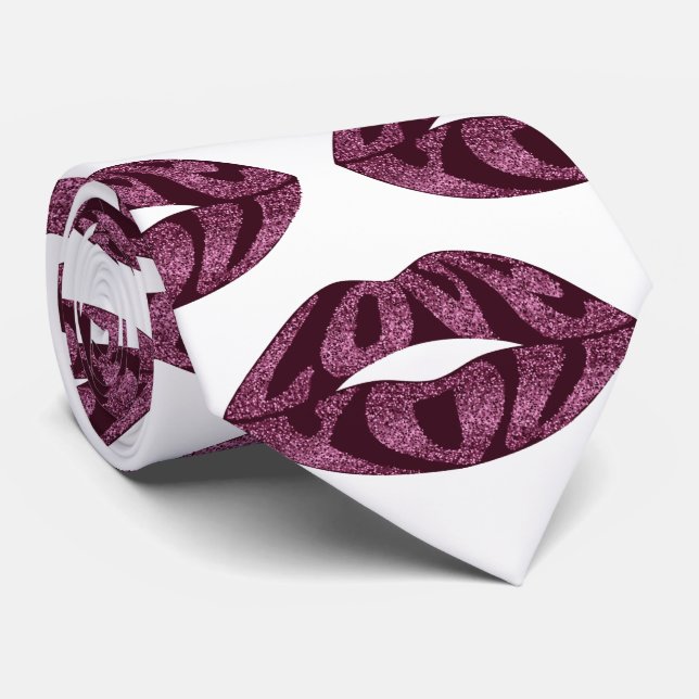 Kärlek med glitter brev i läppar mönster slips (Rullad)
