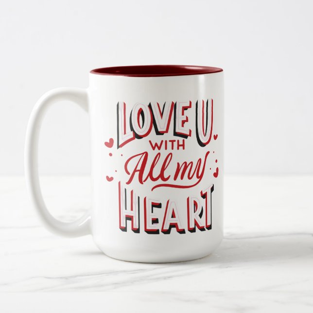 Kärlek med hela mitt hjärta kaffe koppar (Vänster)