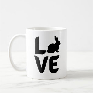 Kärlek med kaninsvart design kaffemugg