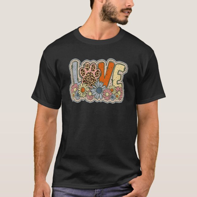 Kärlek med katt Tass leopard-Flora för katter T Shirt (Framsida)