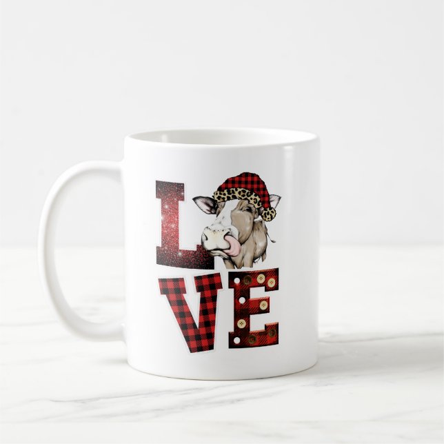 Kärlek med konturdesign, juldesign kaffemugg (Vänster)