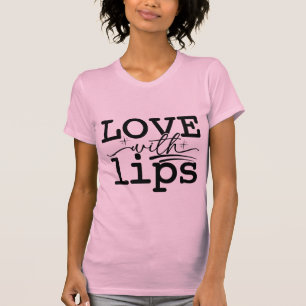 Kärlek med läppar Kyssmärke Valentine typografi T Shirt