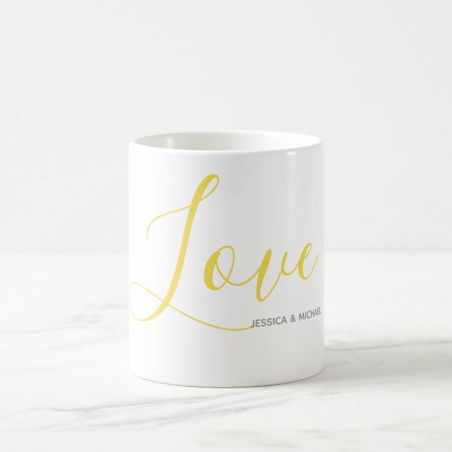 Kärlek med Namn Grått och lysande Guld Kaffemugg (Center)