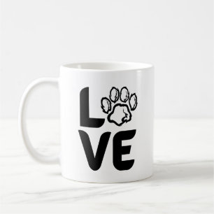 Kärlek med Paw-utskrift - Hund, Katt, djur Kaffemugg