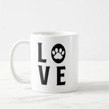 Kärlek med Pawprint Coffee Mugg - Cute Hund, Cat,