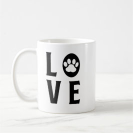 Kärlek med Pawprint Coffee Mugg - Cute Hund, Cat,