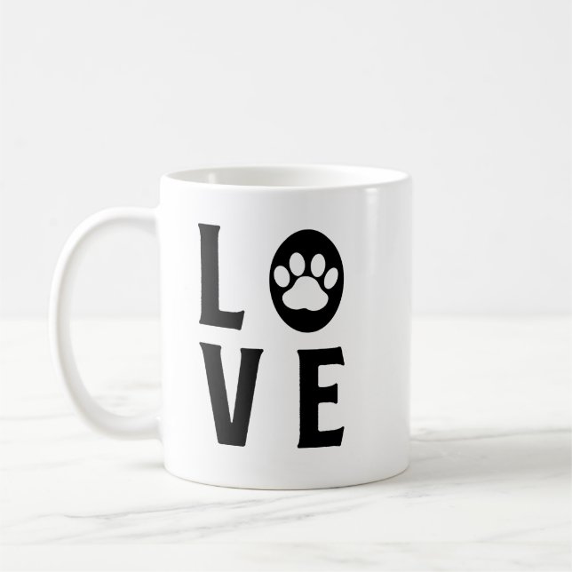 Kärlek med Pawprint Coffee Mugg - Cute Hund, Cat,  (Vänster)