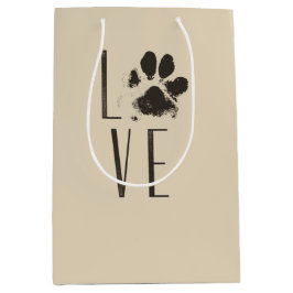 Kärlek med Pet Paw Print Brown Grunge Typography