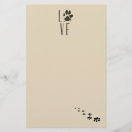 Kärlek med Pet Paw Print Brown Grunge Typography Brevpapper