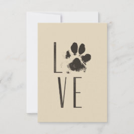 Kärlek med Pet Paw Print Brown Grunge Typography Inbjudningar
